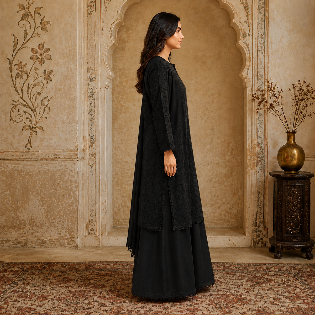 Jet black Chikankari Lawn 3-Piece Suit