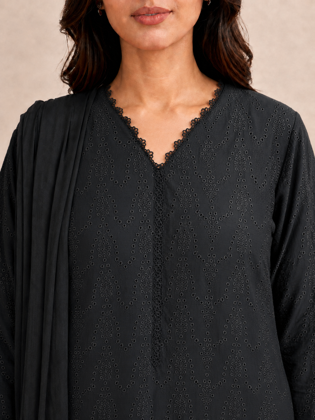 Jet black Chikankari Lawn 3-Piece Suit